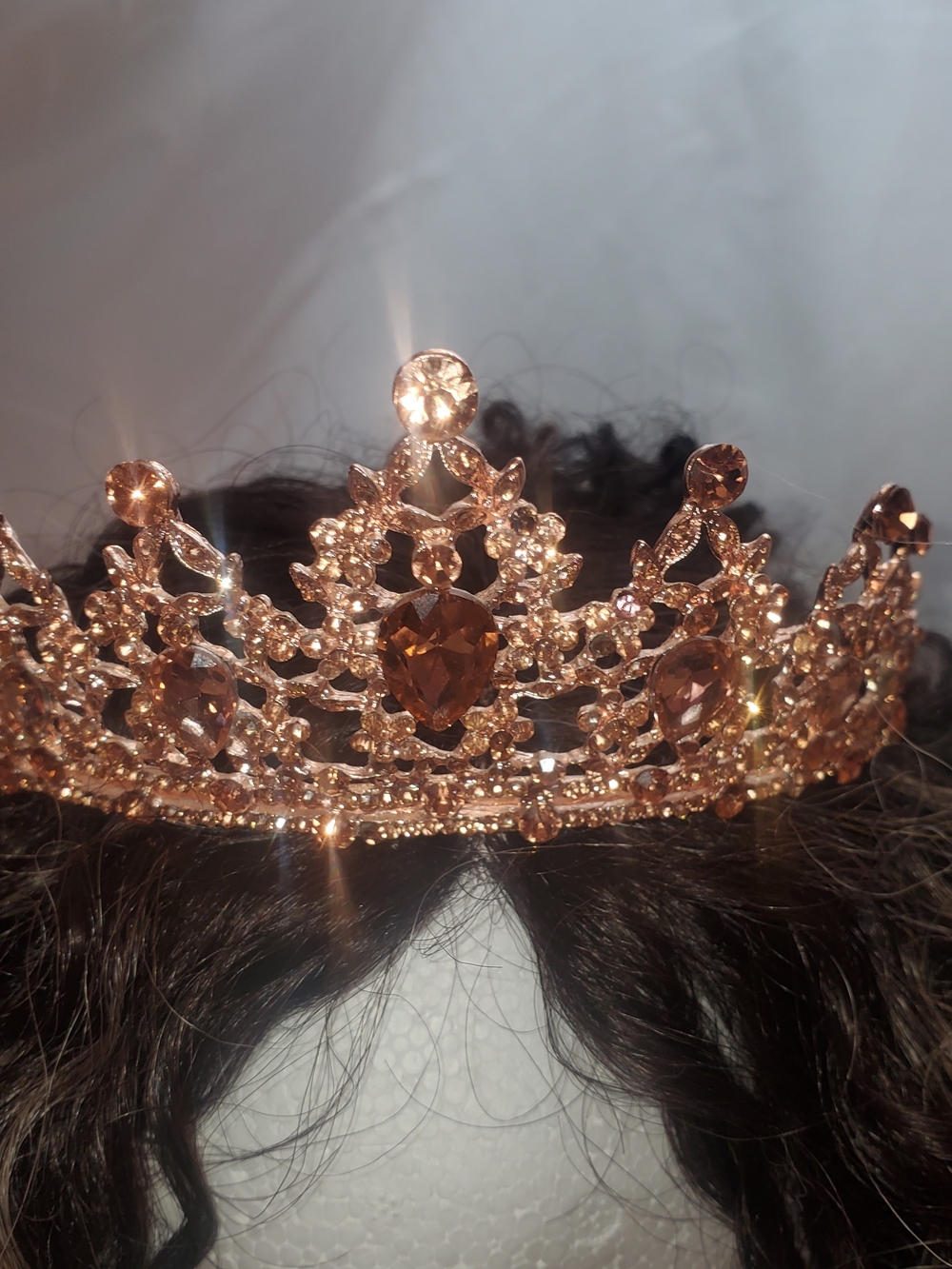 Rose Gold Crystal Tiara Crown for Women